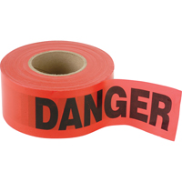 Petits rubans standards pour barricades, Anglais, 3" la x 300' lo, 2 mils, Noir/rouge R.M.G. Prévention