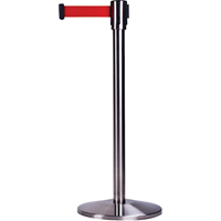 Free-Standing Crowd Control Barrier, Steel, 35" H, Red Tape, 7' Tape Length R.M.G. Prévention