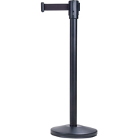 Free-Standing Crowd Control Barrier, Steel, 35" H, Black Tape, 7' Tape Length R.M.G. Prévention