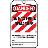 Lockout Tags, Plastic, 3-3/8" W x 5-7/8" H, French R.M.G. Prévention