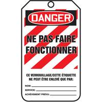 Lockout Tags, Cardstock, 3-1/8" W x 5-7/8" H, French R.M.G. Prévention
