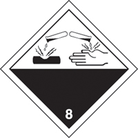 TDG Shipping Labels, Class 8, Corrosives, Paper R.M.G. Prévention