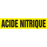 Marqueur de tuyau "Acid Nitrique", Autocollant, 4" h x 24" la, Noir sur jaune R.M.G. Prévention