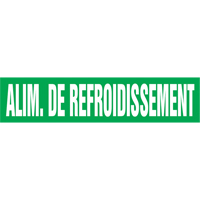 Marqueur de tuyau "Alim. de Refroidissement", Autocollant, 4" h x 24" la, Blanc/vert R.M.G. Prévention