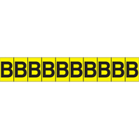 Rep&egrave;res adh&eacute;sifs &agrave; lettres individuelles, B, 1" h, Noir sur jaune R.M.G. Prévention