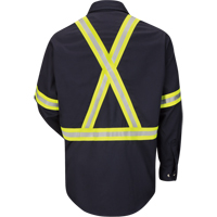 Work Shirt with Reflective Trim, Cotton/Nylon, Medium, High Visibility Orange R.M.G. Prévention