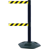 Dual Line Heavy Duty Post, Plastic, 38" H, Black/Yellow Tape, 7.5' Tape Length R.M.G. Prévention