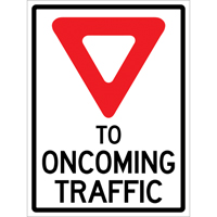 Enseigne enroulable de circulation  Yield to Oncoming Traffic , 36" x 48", Vinyle, Anglais avec pictogramme R.M.G. Prévention
