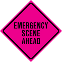 "Emergency Scene Ahead" Roll-Up Traffic Sign, 36" x 36", Vinyl, English R.M.G. Prévention