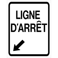 "Ligne d'Arr&ecirc;t" Roll-Up Traffic Sign, 23-3/5" x 29-1/2", Vinyl, French with Pictogram R.M.G. Prévention