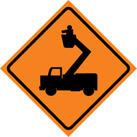Man in Elevated Bucket Roll-Up Traffic Sign, 29-1/2" x 29-1/2", Vinyl, Pictogram R.M.G. Prévention