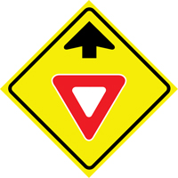 "Yield Ahead" Roll-Up Traffic Sign, 36" x 36", Vinyl, Pictogram R.M.G. Prévention