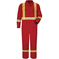 Flame-Resistant Deluxe Coveralls with Reflective Trim, Size 38, Red, 5.6 cal/cm² R.M.G. Prévention