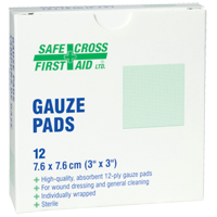 Gaze, Tampon, 3" lo x 3" la, St&eacute;rile, Dispositif m&eacute;dical Classe 1 R.M.G. Prévention