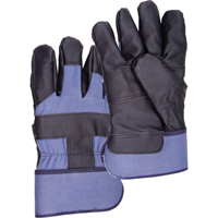 Gant pour le travail doubl&eacute;s pour l'hiver bleus, Grand, Paume en Cuir fleur de meuble, Doublure en Molleton de coton R.M.G. Prévention
