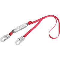 PRO Shock Absorbing Lanyards, 4', Snap Hook Center, Snap Hook Leg Ends, Polyester R.M.G. Prévention