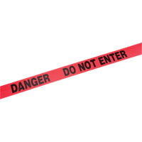 Rubans standards pour barricades, Anglais, 3" la x 1000' lo, 2 mils, Rouge R.M.G. Prévention