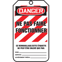 Lockout Tags, Plastic, 3-3/8" W x 5-5/8" H, French R.M.G. Prévention