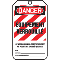 Lockout Tags, Cardstock, 3-3/8" W x 5-7/8" H, French R.M.G. Prévention