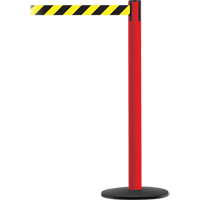 Advance TensaBarrier&reg; Barrier Post, Steel, 36" H, Black/Yellow Tape, 7.5' Tape Length R.M.G. Prévention