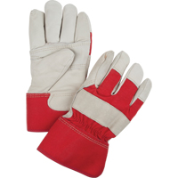 Red & White Winter-Lined Fitters Gloves, Large, Grain Cowhide Palm, Boa Inner Lining R.M.G. Prévention