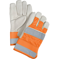 Gants d'ajusteur &agrave; chaleur sup&eacute;rieure orange haute visibilit&eacute;, Grand, Paume en Cuir fleur de vache, Doublure en Thinsulate R.M.G. Prévention