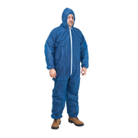 Hooded Coveralls, 3X-Large, Blue, Polypropylene R.M.G. Prévention
