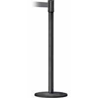 Slimline TensaBarrier&reg; Barrier Post, Steel, 38" H, Black Tape, 7.5' Tape Length R.M.G. Prévention