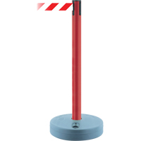 Outdoor TensaBarrier&reg; Barrier Post, Plastic, 37" H, White/Red Tape, 13' Tape Length R.M.G. Prévention