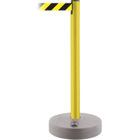 Outdoor TensaBarrier&reg; Barrier Post, Plastic, 37" H, Black/Yellow Tape, 13' Tape Length R.M.G. Prévention