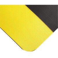 Tapis ondul&eacute; pour tableau de contr&ocirc;le no 702, 3' la x 10' lo, 1/4" &eacute;paisseur, Noir/Jaune, PVC R.M.G. Prévention