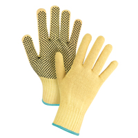 Gants tricot&eacute;s sans couture &agrave; pois, Taille T-Grand/10, Calibre 7, Rev&ecirc;tement PVC, Enveloppe en Kevlar, ASTM ANSI niveau A2/EN 388 niveau 3 R.M.G. Prévention