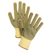 Gants tricot&eacute;s deux c&ocirc;t&eacute;s, sans couture, &agrave; pois, Taille Grand/9, Calibre 7, Rev&ecirc;tement PVC, Enveloppe en Kevlar, ASTM ANSI niveau A2/EN 388 niveau 3 R.M.G. Prévention