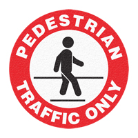 Panneau de signalisation au sol  Pedestrian Traffic Only , Adh&eacute;sif, Anglais avec pictogramme R.M.G. Prévention