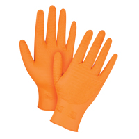 Gants de poids lourd Gripper, Moyen, Nitrile, 7 mils, Sans poudre, Orange R.M.G. Prévention