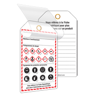 &eacute;tiquettes auto-plastifiantes pour le milieu de travail, Papier cartonn&eacute;, 3-3/8" la x 5-3/4" h, Français R.M.G. Prévention