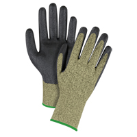 Gants &eacute;lastiques sans coutures r&eacute;sistants &agrave; la coupe noir & jaune, Taille Moyen/8, Calibre 13, Rev&ecirc;tement Mousse de nitrile, Enveloppe en Aramide, ASTM ANSI niveau A6 R.M.G. Prévention