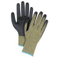 Gants &eacute;lastiques sans coutures r&eacute;sistants &agrave; la coupe noir & jaune, Taille T-Grand/10, Calibre 13, Rev&ecirc;tement Mousse de nitrile, Enveloppe en Aramide, ASTM ANSI niveau A6 R.M.G. Prévention