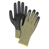 Gants &eacute;lastiques sans coutures r&eacute;sistants &agrave; la coupe noir & jaune, Taille 2T-Grand/11, Calibre 13, Rev&ecirc;tement Mousse de nitrile, Enveloppe en Aramide, ASTM ANSI niveau A6 R.M.G. Prévention