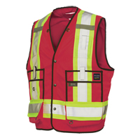 Veste de s&eacute;curit&eacute; pour arpenteur, Rouge, Grand, Polyester R.M.G. Prévention
