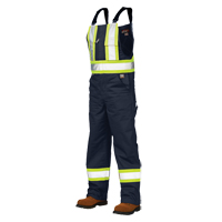 Unlined Safety Overalls, Poly-Cotton, Large, Navy Blue R.M.G. Prévention