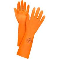 Orange Chemical-Resistant Gloves, Size 7, 13" L, Latex, Flock-Lined Inner Lining, 28-mil R.M.G. Prévention