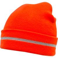 Bonnet en tricot haute visibilit&eacute; avec bande r&eacute;fl&eacute;chissante, Orange haute visibilit&eacute;, Acrylique R.M.G. Prévention