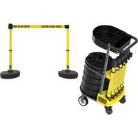 PLUS Barrier Post Cart Kit with Tray, 75' L, Metal, Yellow R.M.G. Prévention