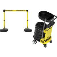 PLUS Barrier Post Cart Kit with Tray, 75' L, Metal, Yellow R.M.G. Prévention