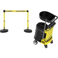PLUS Barrier Post Cart Kit with Tray, 75' L, Metal, Yellow R.M.G. Prévention