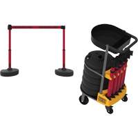 PLUS Barrier Post Cart Kit with Tray, 75' L, Metal, Red R.M.G. Prévention