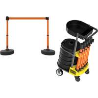 PLUS Barrier Post Cart Kit with Tray, 75' L, Metal, Orange R.M.G. Prévention
