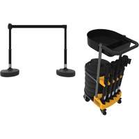 PLUS Barrier Post Cart Kit with Tray, 75' L, Metal, Black R.M.G. Prévention