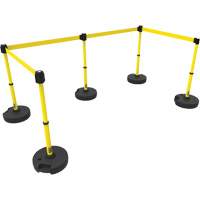 Ensemble de cinq montants pour barri&egrave;re PLUS, Plastique, 42" h, Ruban Jaune, Longueur du ruban 15' R.M.G. Prévention